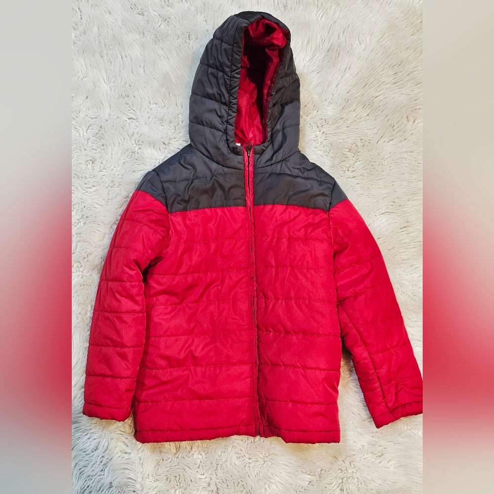 Gymboree Red and Charcoal Gray Puffer Jacket